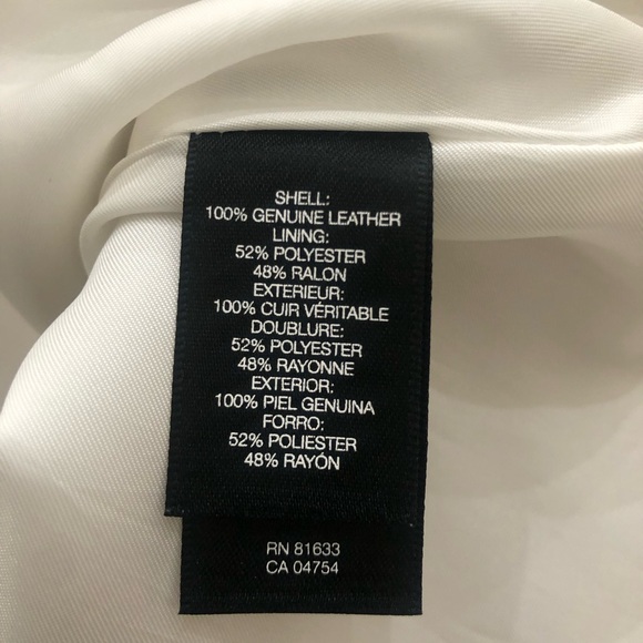 White Cream Genuine Leather Mini Skirt Flared A Line Kenneth Cole Distressed S - Picture 8 of 8